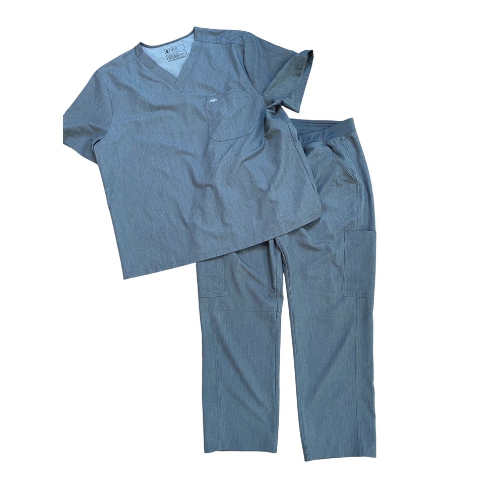 FIGS Scrub Set Mens XL Short Grey Leon V-Neck Cargo Pants Healthcare Medical